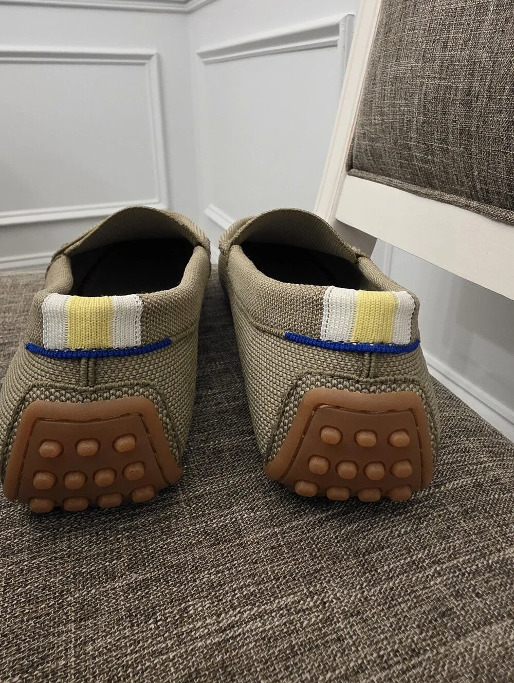 Rothy's Women's The Driver Knit Slip On Loafers Latte/Yellow Size 8 NWOT